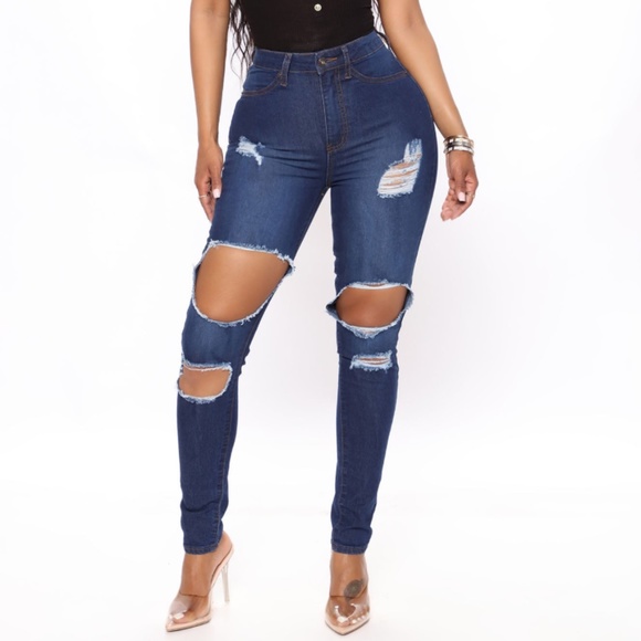 Fashion Nova Jegging Jeans | Needing More Destroyed High Rise Jegging Jeans - Picture 1 of 3